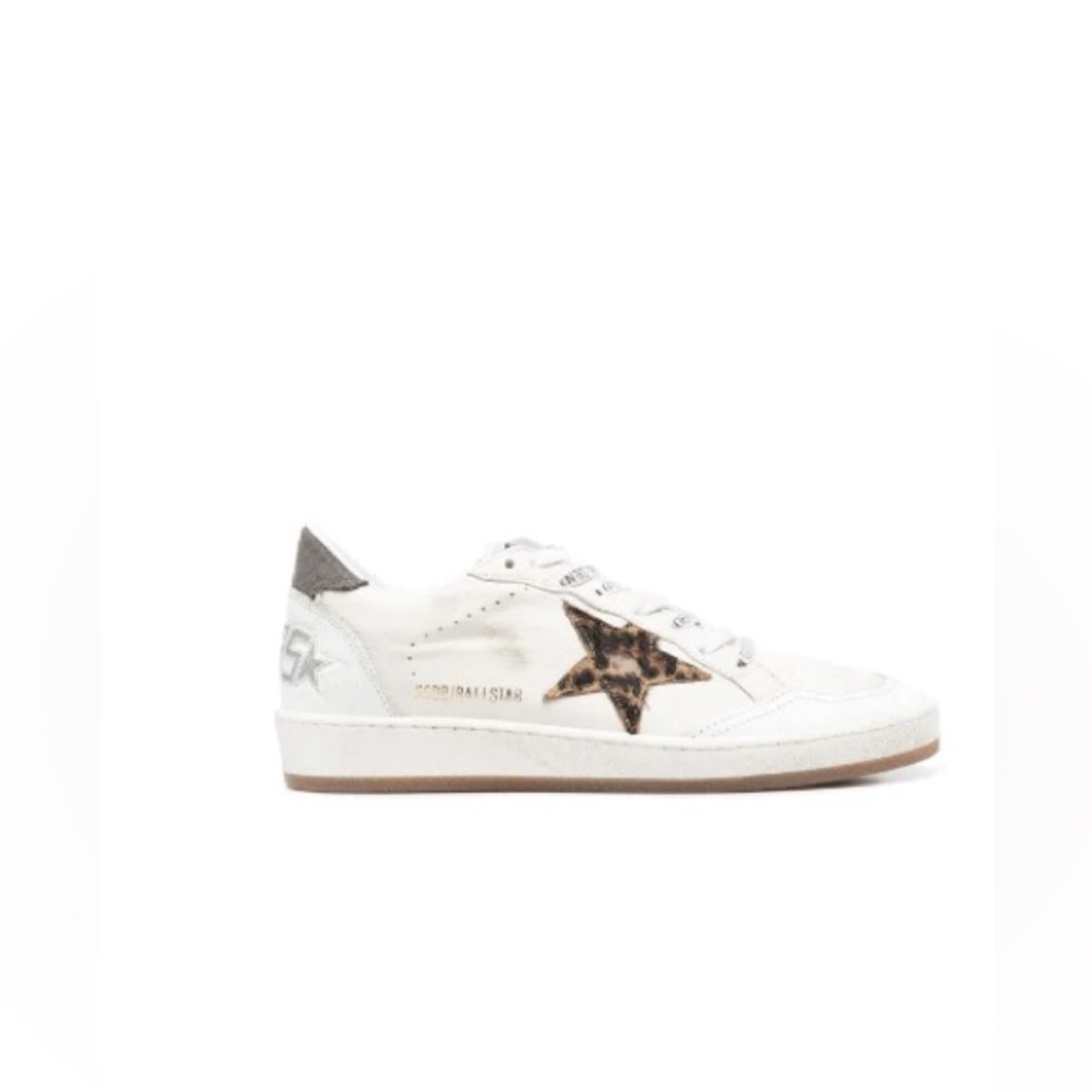 Golden Goose Ball Star 
Crack toe and leopard horsy star canvas heel